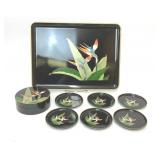 OTAGIRI BIRD OF PARADISE LAQUERWARE TRAY COASTERS