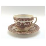 RED WILLOWARE SOUP BOWL AND SAUCER