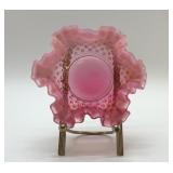 1940 FENTON BOWL CRANBERRY OPALESCENT RUFFLED