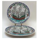 IKAROS GREEK POTTERY PLATE PAIR