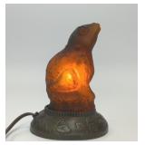 AMBER GLASS FROG LAMP