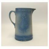 ANTIQUE BLUE SALT GLAZE FLOWER DESIGN PITCHER