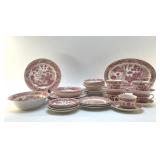 JAPANESE PINK WILLOW CHINA SET 36pcs