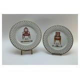 2 LIMOGES FRENCH CHAIR PLATES 1990