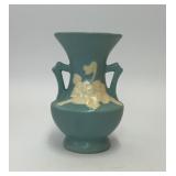 VTG WELLER POTTERY BLUE FLORAL CAMEO VASE