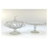 VINTAGE CLEAR GLASS CAKE STAND, CANDY DISH