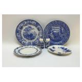 FLOW BLUE & TRANSFERWARE PLATES, BLUE ONION S&P