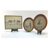 VINTAGE NEEDLEPOINT, DIONNE QUINTS FRAMED