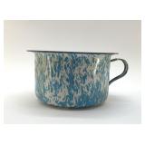 GRANITEWARE CHAMBER POT BLUE AND WHITE SWIRL