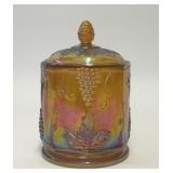 VTG INDIANA CARNIVAL GLASS AMBER GRAPE CANISTER