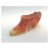 KANAWHA CABBAGE ROSE SLAG GLASS SLIPPER