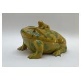 BULLFROG MAJOLICA STYLE  POTTERY LIDDED BOWL
