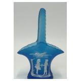 WESTMORELAND GLASS BLUE MIST MARY GREGORY BASKET