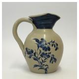 WILLIAMSBURG BLUE WHITE SALT GLAZE POTTERY PITCHER