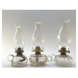 3 ANTIQUE FINGER OIL LAMPS