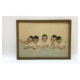1935 DIONNE QUINTUPLETS PORTRAIT WITH THEIR DOLLS