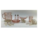 PINK DEPRESSION GLASS, CANDLE BOBECHES