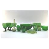 GREEN DEPRESSION, GLASS ASSORTMENT