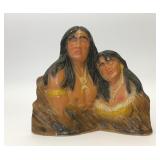 VTG CHALKWARE NATIVE AMERICAN COUPLE STATUE