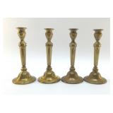 4 BRASS CANDLESTICKS 10"