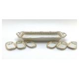 NIPPON MORIAGE CELERY DISH, 6 OPEN SALT CELLARS