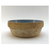 ANTIQUE STONEWARE, BLUE GLAZED MIXING BOWL
