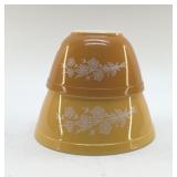 2 PYREX BUTTERFLY GOLD MIXING BOWLS 1979