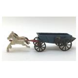 VTG CAST-IRON HORSE AND WAGON