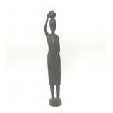 HAND CARVED WOOD AFRICAN WOMAN STATUE