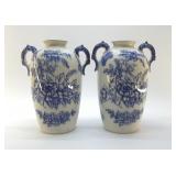 2 STAFFORDSHIRE ENGLAND, IRONSTONE BLUE VASE
