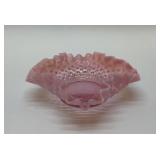 FENTON CRANBERRY OPALESCENT BONBON DISH