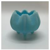 VTG FENTON DRAPED 3 FOOTED ROSE BOWL