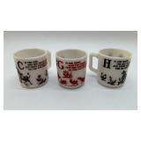 3 1950s HAZEL, ATLAS ALPHABET MUGS