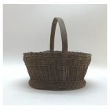 ANTIQUE WOVEN GATHERING BASKET SPLIT OAK