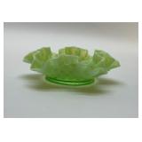 FENTON URANIUM GLASS RUFFLED CANDY DISH