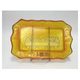 VTG INDIANA GLASS AMBERINA LAST SUPPER TRAY