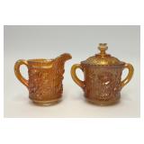 IMPERIAL ROSE CARNIVAL GLASS CREAMER SUGAR