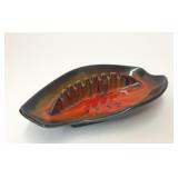 VTG MCM ORANGE BLACK DRIP CERAMIC ASHTRAY