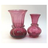 PILGRIM GLASS, CRANBERRY VASES