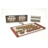 3 ASSORTED MINIATURE WOODEN & BRASS ABACUS