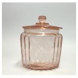 ANCHOR HOCKING PINK MAYFAIR GLASS COOKIE JAR