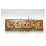 VTG CARVED WOOD HANGING WELCOME SIGN