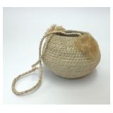 VTG HANDMADE SPHERE SHAPED STRAW BASKET