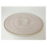 PINK SWIRL GLASS GOLD RIM PLATE PLATTER