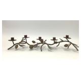 LONG METAL PINECONE PINE TREE BRANCH CANDELABRA