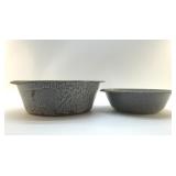 PAIR OF ANTIQUE GRANITE WEAR BOWLS