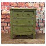 VTG GREEN RUSTIC MINIATURE CHEST OF DRAWERS