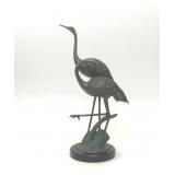 BRONZE PATINA METAL WILDWOOD CRANES SCULPTURE