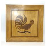 RUSTIC COUNTRY WOOD ROOSTER INLAY WALL ART