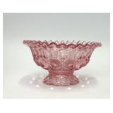 VTG LE SMITH GLASS PINK MOON & STARS FOOTED BOWL